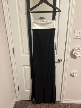City Studio Black Maxi Dress with White Satin Bandeau